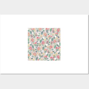 Pretty Watercolor Floral Botanical Pattern Posters and Art